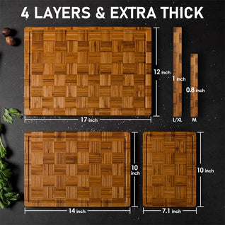 3 Pack Heavy Duty Bamboo Cutting Board