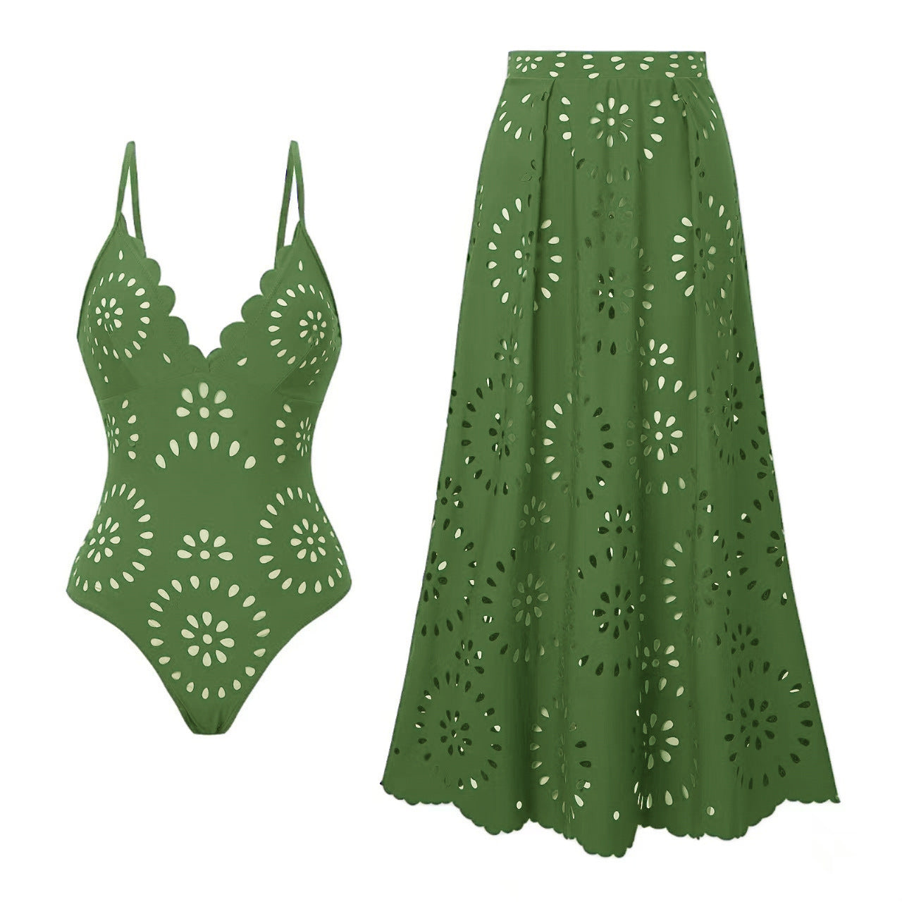 Riviera Elegance One-Piece Swimsuit & Skirt Set