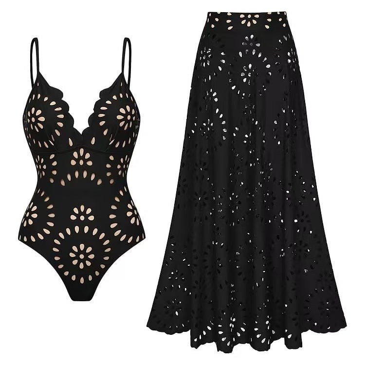 Riviera Elegance One-Piece Swimsuit & Skirt Set