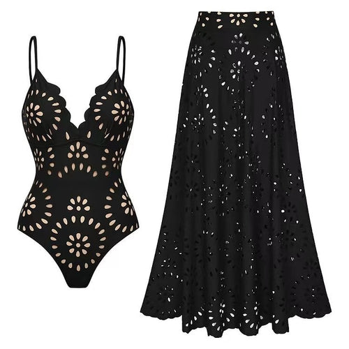 Riviera Elegance One-Piece Swimsuit & Skirt Set
